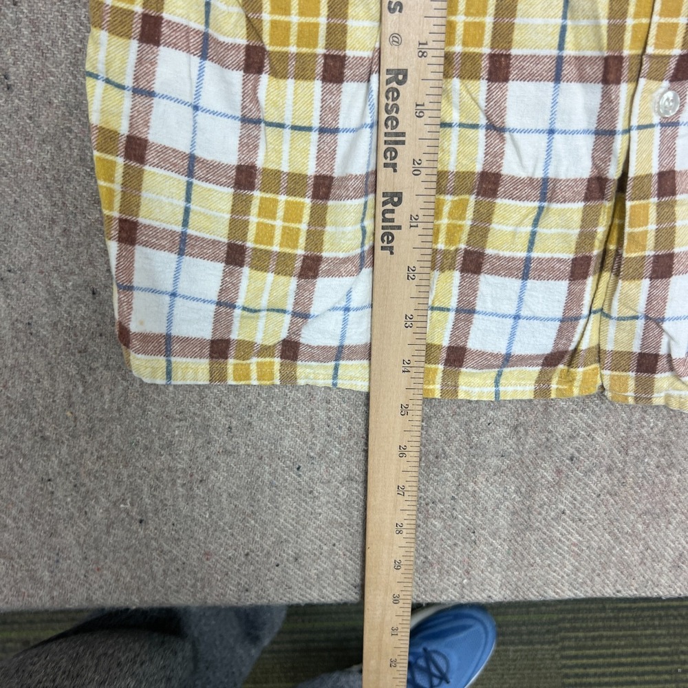 Vintage Sear Flannel Shirt Mens Large Yellow 1970s Long Sleeve - Picture 8 of 9